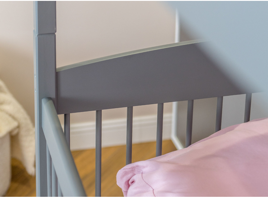 Detská poschodová posteľ z masívu so šuplíkmi ILONA - 200x90 cm - ŠEDÁ