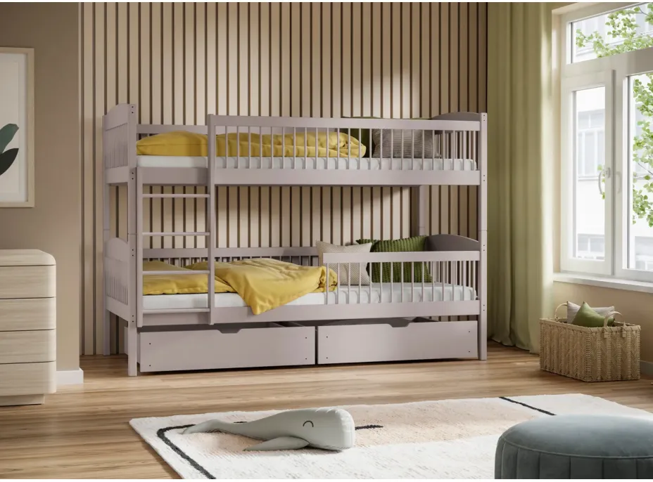 Detská poschodová posteľ z masívu so šuplíkmi ILONA - 200x90 cm - KAŠMÍROVÁ