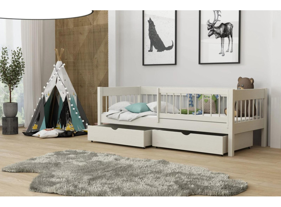 Detská posteľ z masívu borovice LUNARI so šuplíkmi - 200x90 cm - KAŠMÍROVÁ