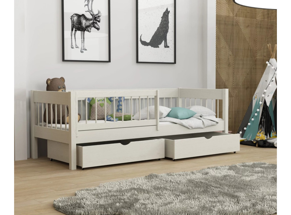 Detská posteľ z masívu borovice LUNARI so šuplíkmi - 200x90 cm - KAŠMÍROVÁ