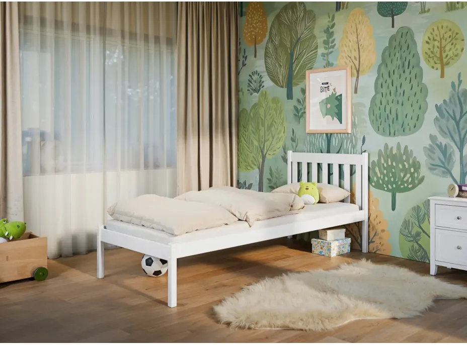 Detská posteľ z masívu borovice MARTIN - 200x90 cm - biela