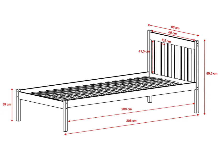 Detská posteľ z masívu borovice MARTIN - 200x90 cm - kašmírová