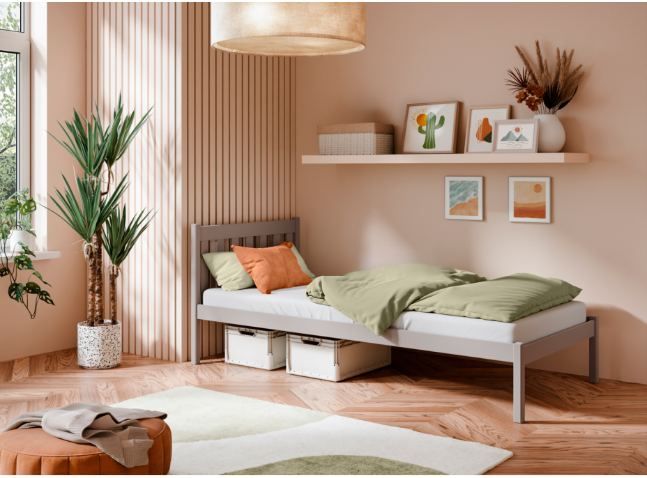 Detská posteľ z masívu borovice MARTIN - 200x90 cm - kašmírová