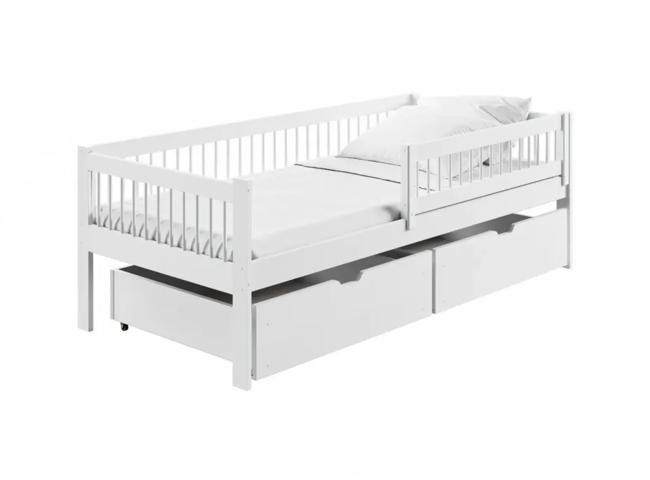 Detská posteľ z masívu EDI so šuplíkmi - 200x90 cm - BIELA