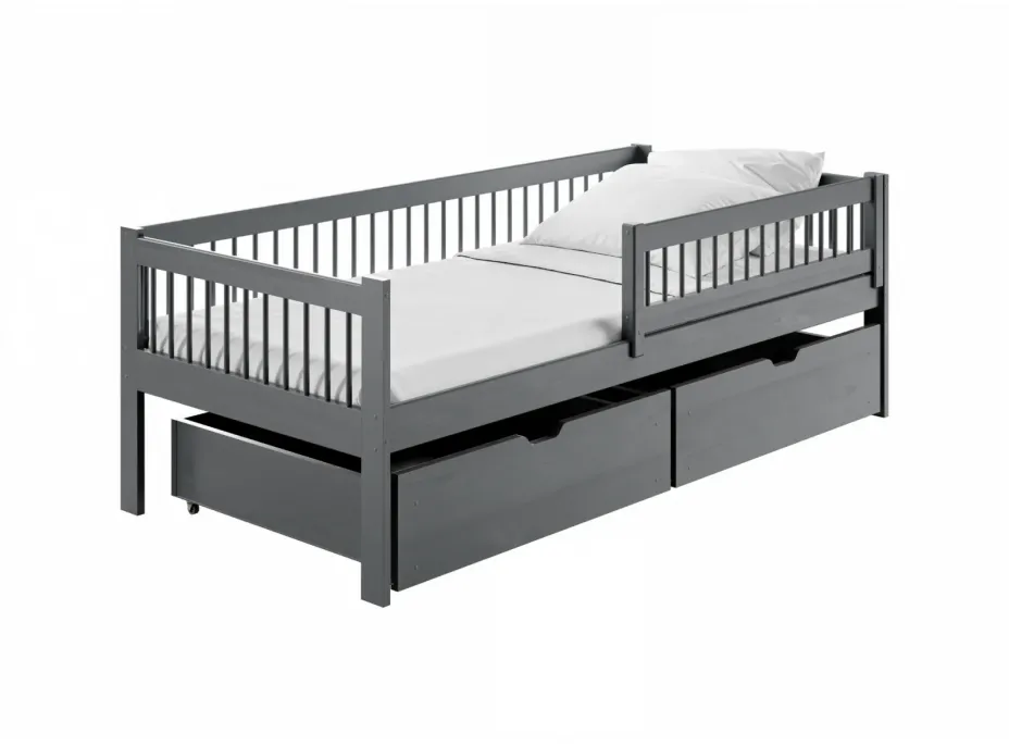 Detská posteľ z masívu EDI so šuplíkmi - 200x90 cm - GRAFITOVÁ