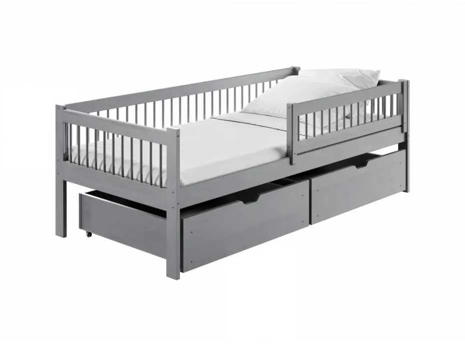 Detská posteľ z masívu EDI so šuplíkmi - 200x90 cm - ŠEDÁ