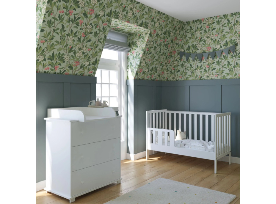 Detská postieľka so šuplíkom LITTLE BAMBI 120x60 cm - BIELA