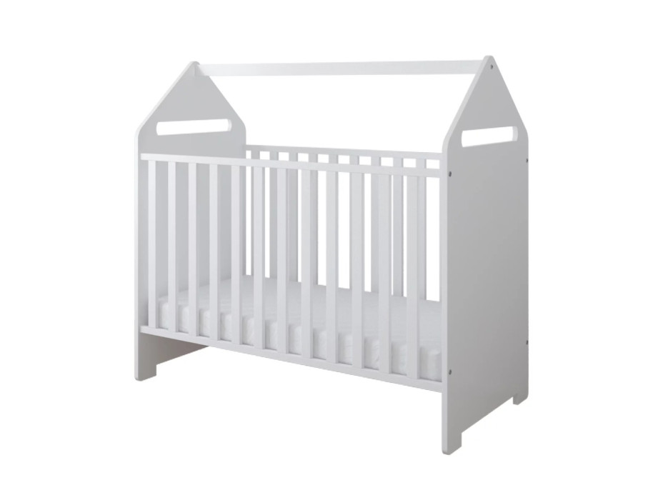 Detská postieľka so šuplíkom LITTLE HOUSE 120x60 cm - BIELA