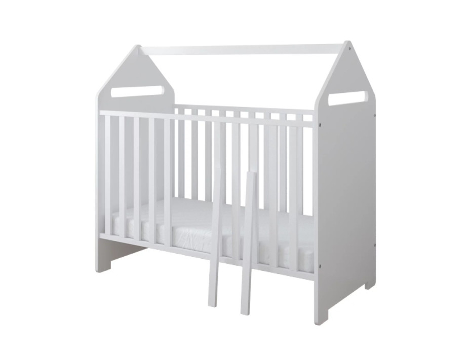 Detská postieľka so šuplíkom LITTLE HOUSE 120x60 cm - BIELA