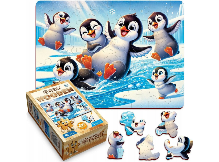 WOODEN CITY Drevené puzzle Veselí tučniaci 40 dielikov