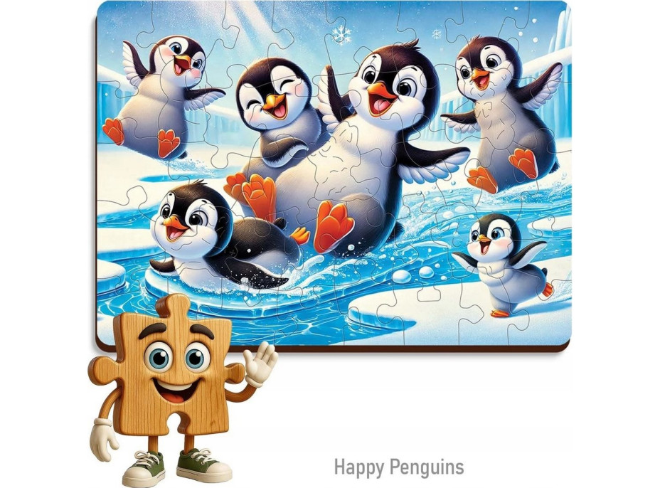 WOODEN CITY Drevené puzzle Veselí tučniaci 40 dielikov