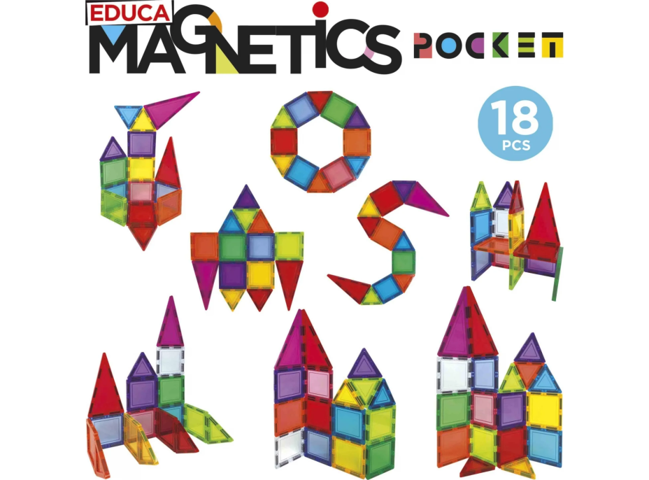 EDUCA Magnetická stavebnica Magnetics v puzdre 18 dielikov