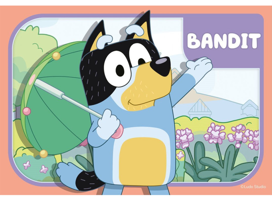 RAVENSBURGER Moje prvé puzzle: Bluey 4v1 (2,3,4,5 dielikov)