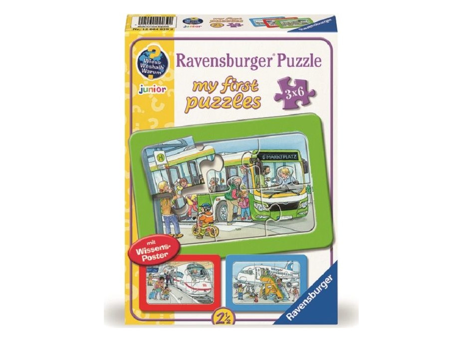 RAVENSBURGER Moje prvé puzzle Dopravné prostriedky 3x6 dielikov