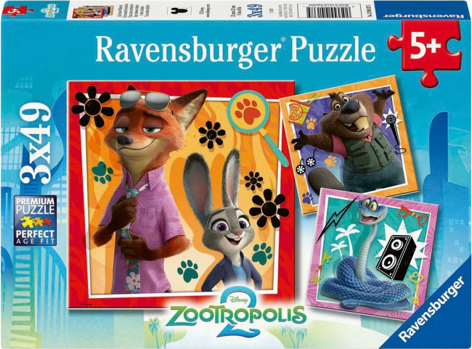 RAVENSBURGER Puzzle Zootropolis: Mesto zvierat 3x49 dielikov