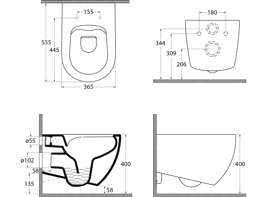 Isvea INFINITY závesná WC misa, Rimless, 36, 5x53cm, ivory 10NF02005-2K