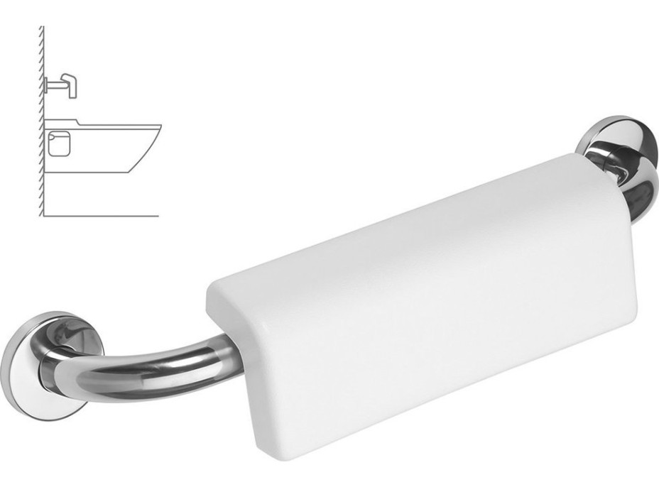 Sapho HANDICAP madlo s chrbtovou opierkou, 500mm, nerez lesk XH575