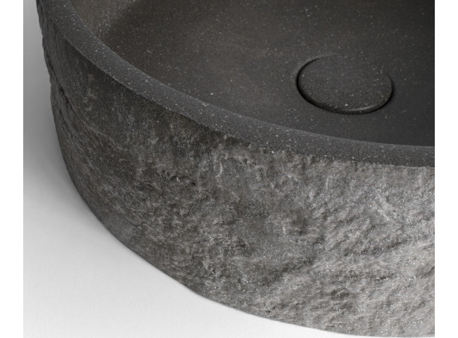 Sapho ISPIR betónové umývadlo vrátane výpuste, 40cm, čierny granit AR476