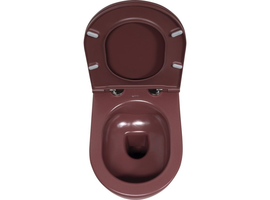 Isvea INFINITY závesná WC misa, Rimless, 36, 5x53cm, maroon red 10NF02005-2R