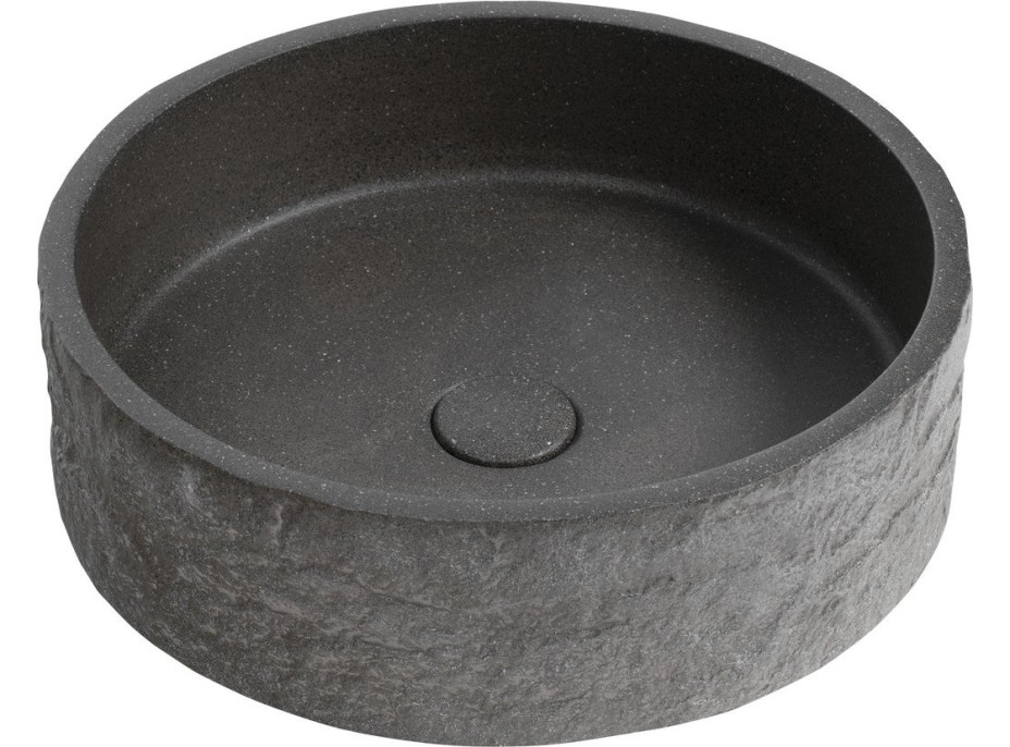 Sapho ISPIR betónové umývadlo vrátane výpuste, 40cm, čierny granit AR476