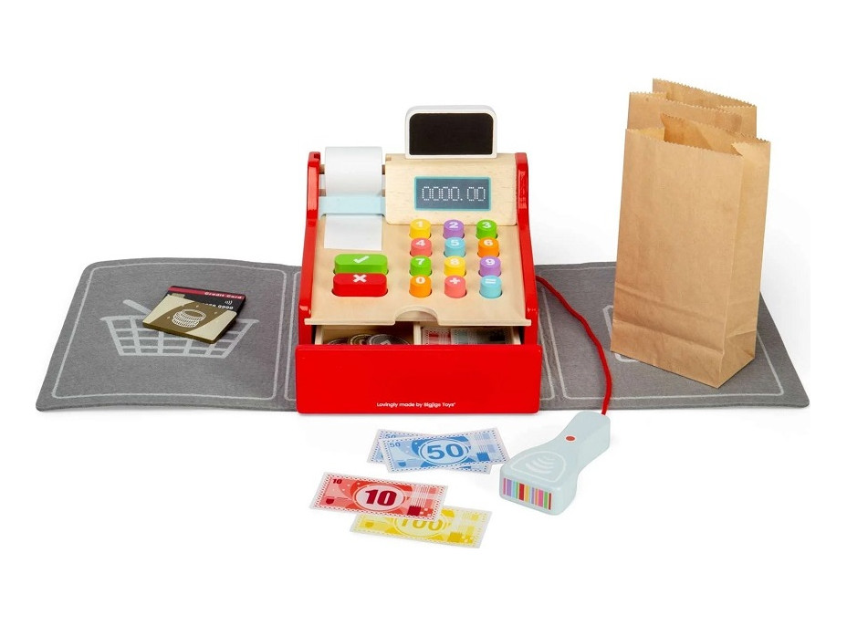 Bigjigs Toys Detská drevená pokladňa