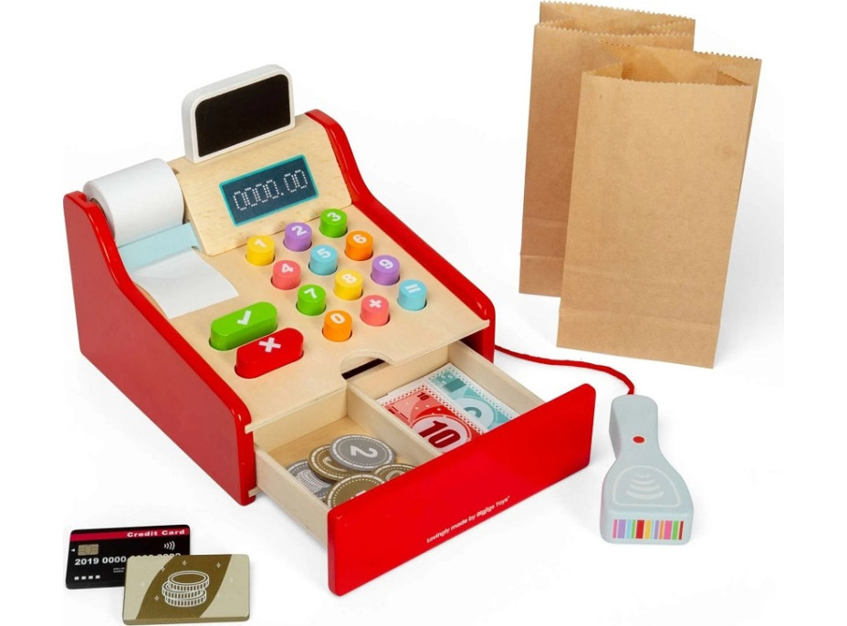 Bigjigs Toys Detská drevená pokladňa