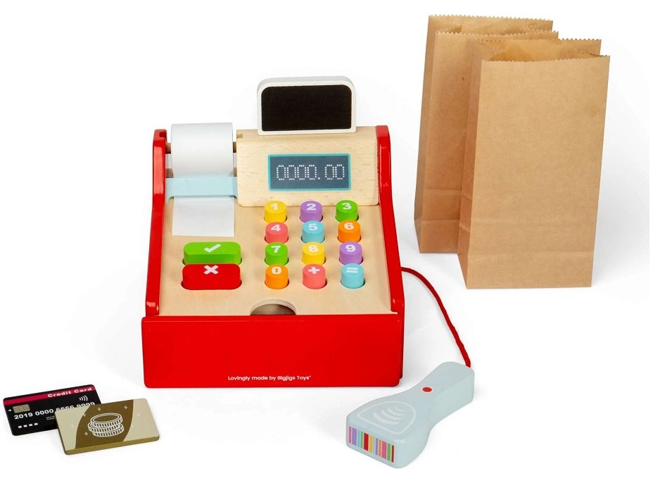 Bigjigs Toys Detská drevená pokladňa