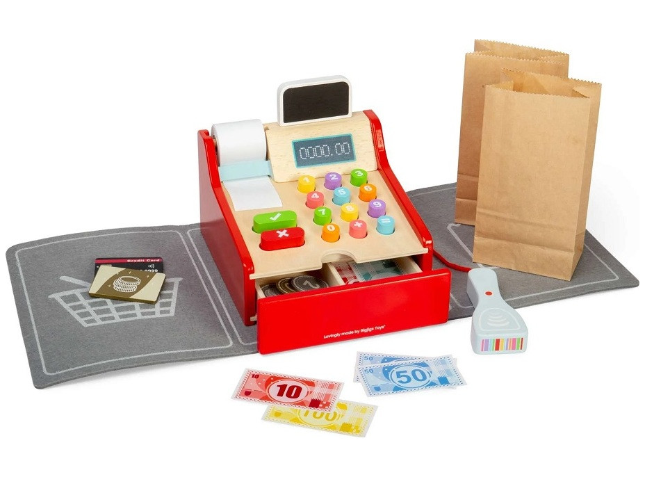 Bigjigs Toys Detská drevená pokladňa