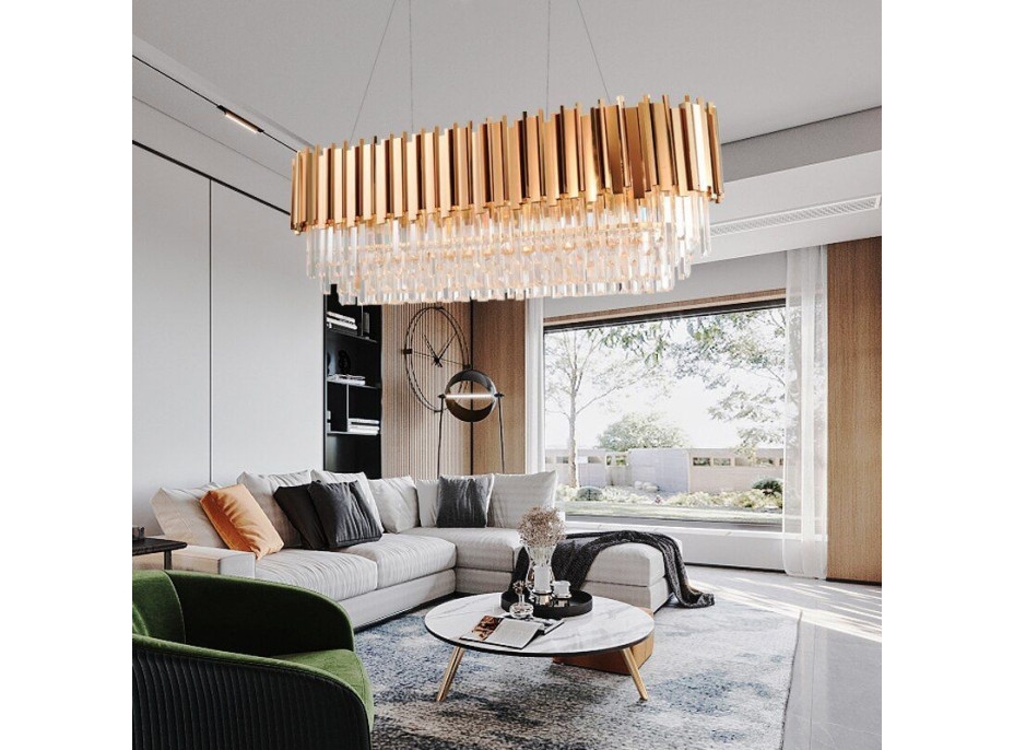 Stropné krištáľové svietidlo ROCK long - 60x30 cm - zlaté