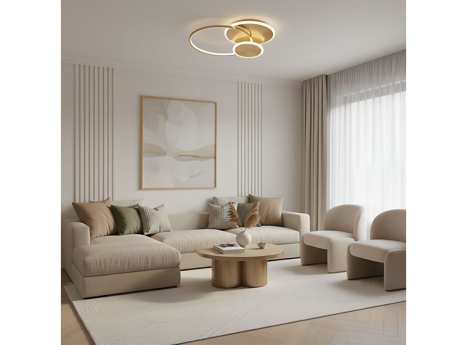 Stropné LED svietidlo ECLIPSE - 60W - zlaté + ovládač