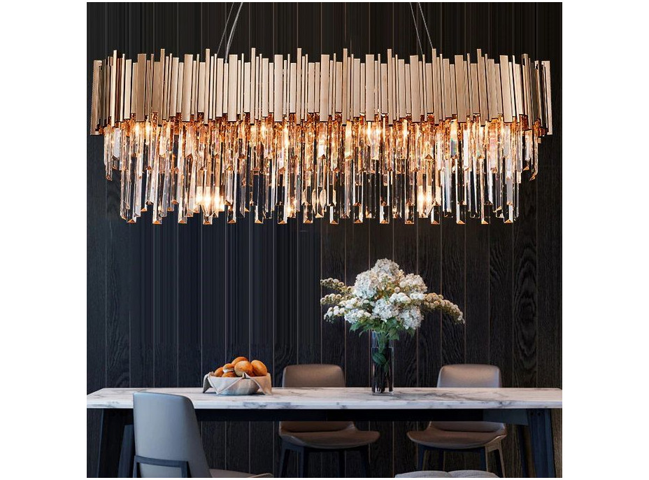 Stropné krištáľové svietidlo ROCK long - 60x30 cm - zlaté