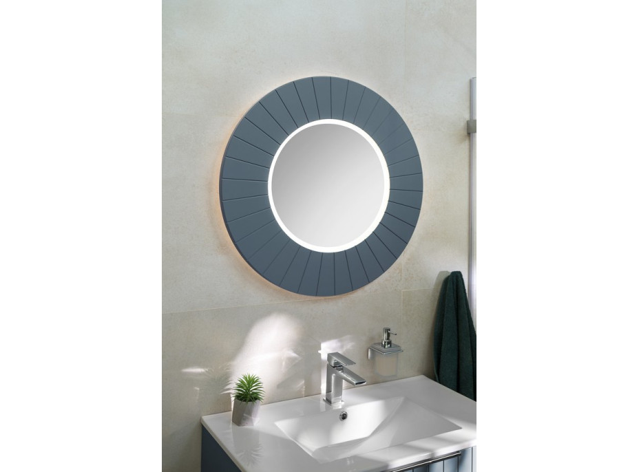 Sapho LUMIRO STRIP okrúhle zrkadlo s LED osvetlením v ráme ø 75cm, siena LR750-4242S