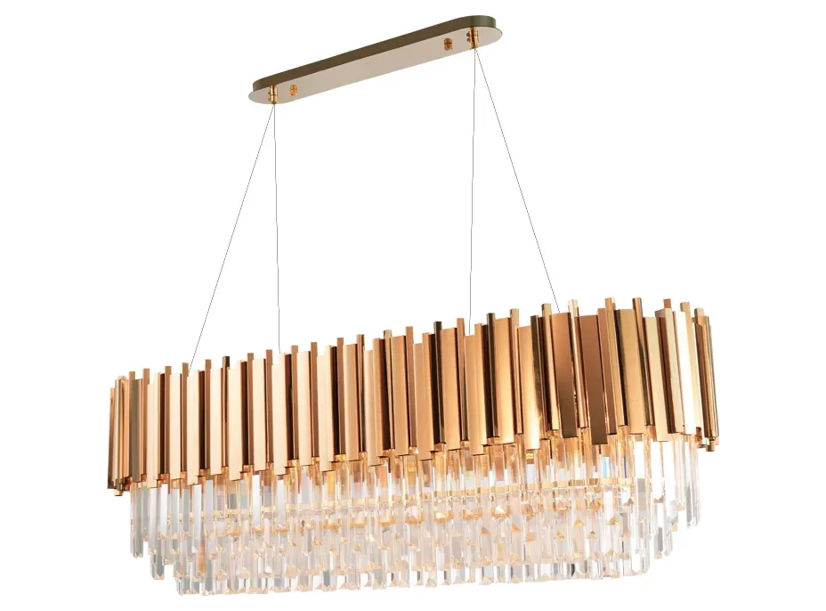 Stropné krištáľové svietidlo ROCK long - 60x30 cm - zlaté