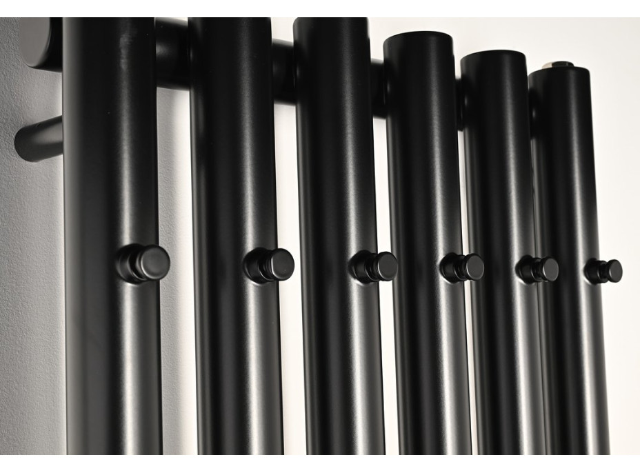 Sapho PILON vykurovacie teleso 418x1800mm, so šiestimi háčikmi pre uterák, čierna mat IZ132T