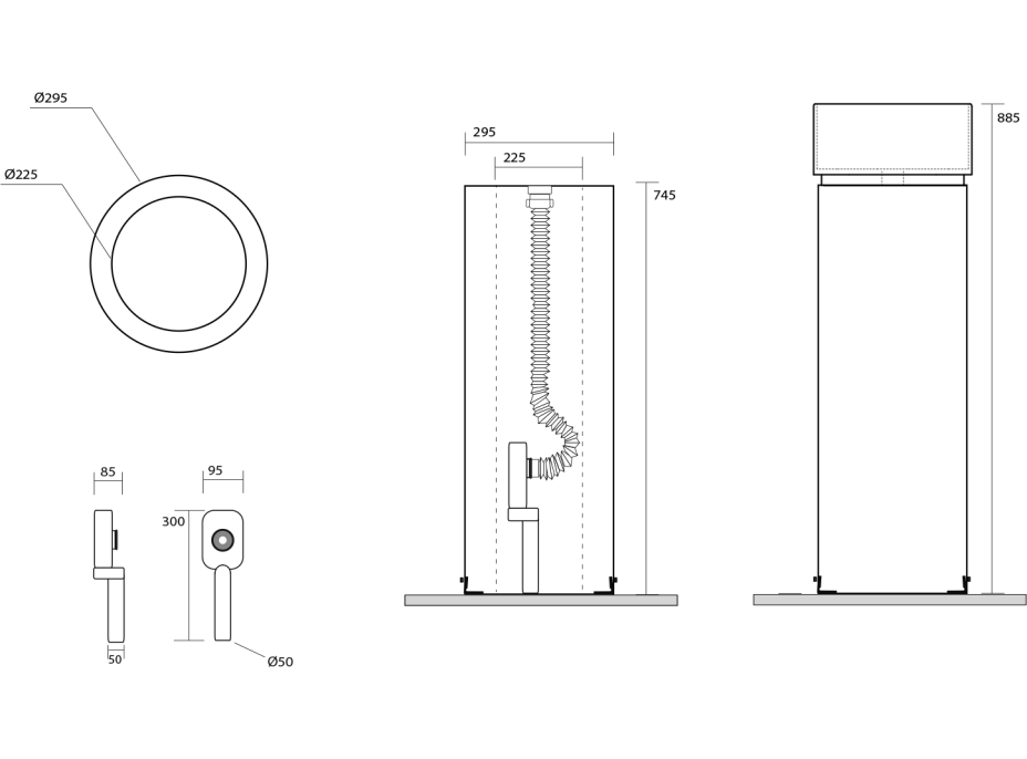 Kerasan OKE keramický podstavec voľne stojaci pre umývadlo 554031, čierna mat 557231