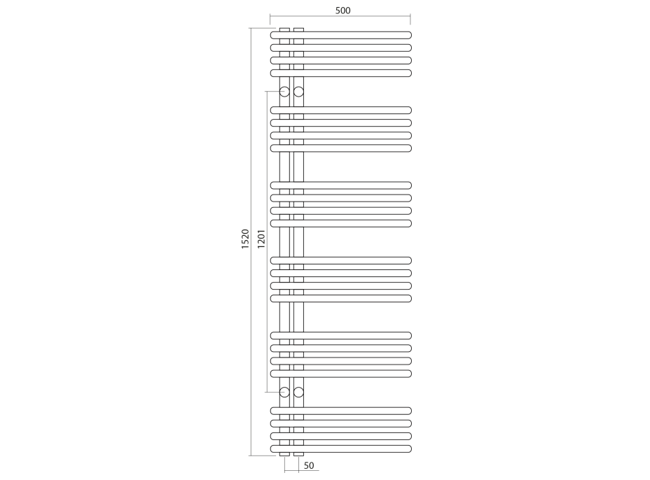 Sapho NYMPHA vykurovacie teleso 500x1520mm, čierna mat LLN152B
