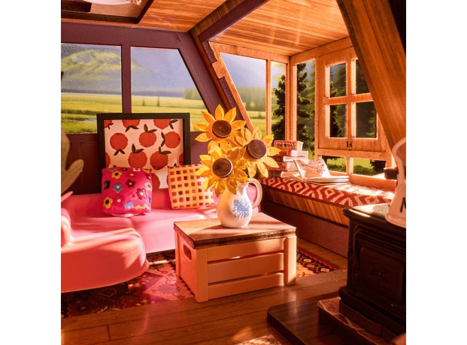 RoboTime 3D drevená skladačka Miniatúra domčeka Útulná lesná chata