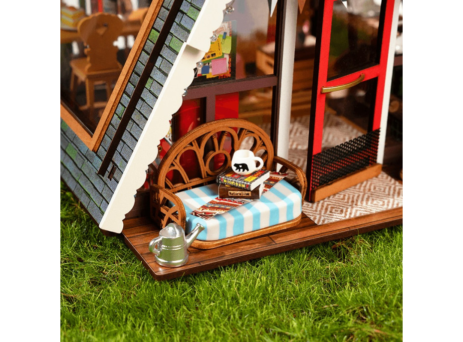 RoboTime 3D drevená skladačka Miniatúra domčeka Útulná lesná chata