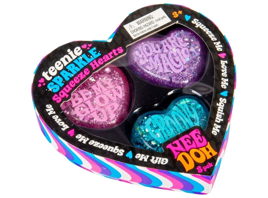 Schylling NeeDoh Stláčacie Trblietavé srdiečka 3ks