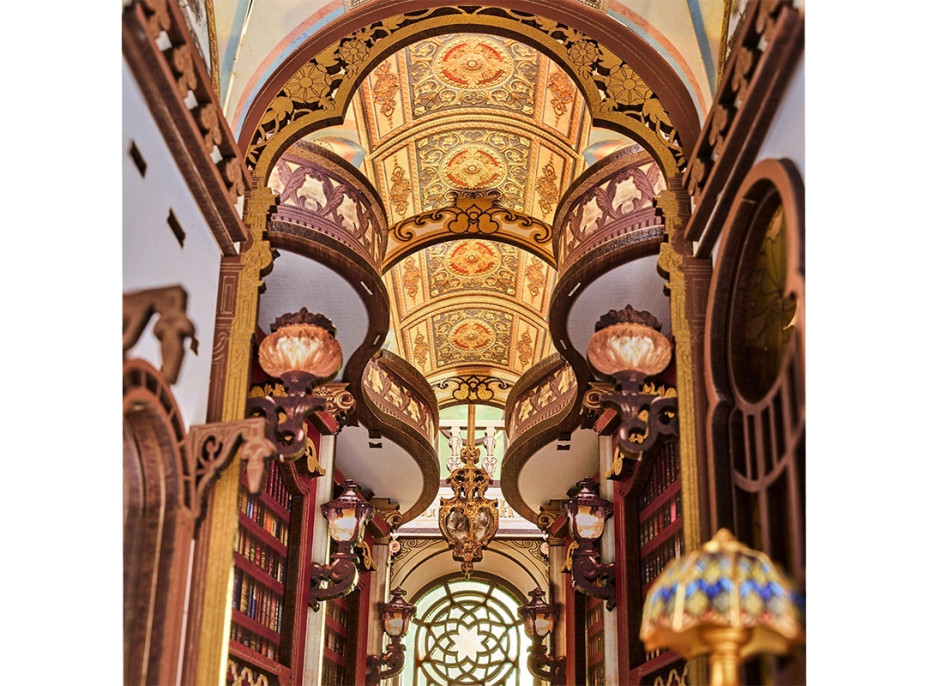 RoboTime 3D skladačka Zarážka na knihy Miniatúra domčeka Knižnica divov