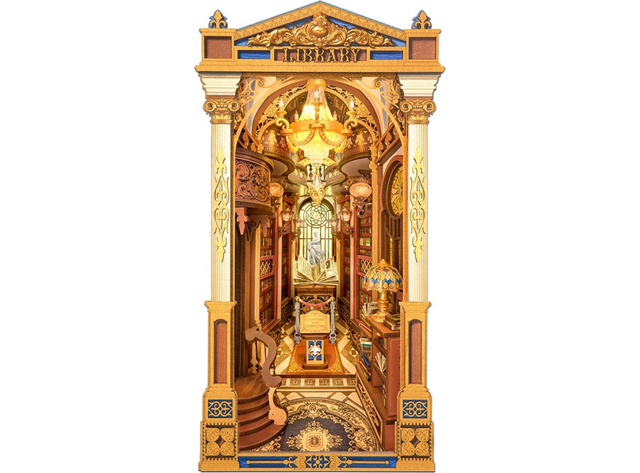 RoboTime 3D skladačka Zarážka na knihy Miniatúra domčeka Knižnica divov