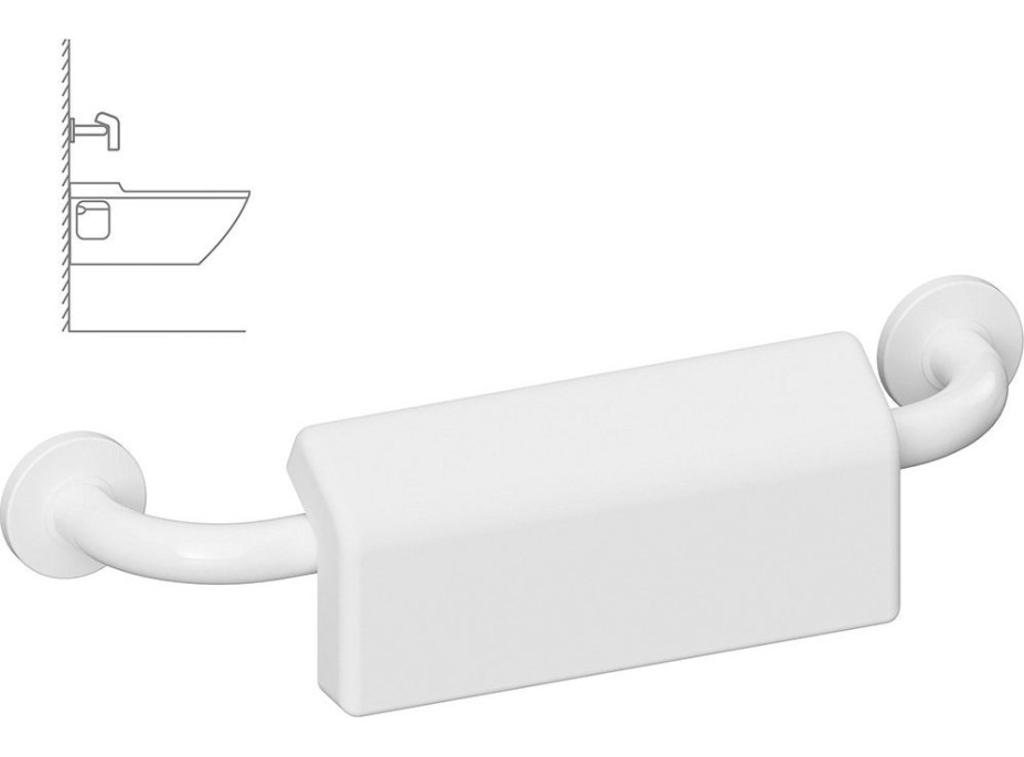 Sapho HANDICAP madlo s chrbtovou opierkou, 500mm, biela XH575W