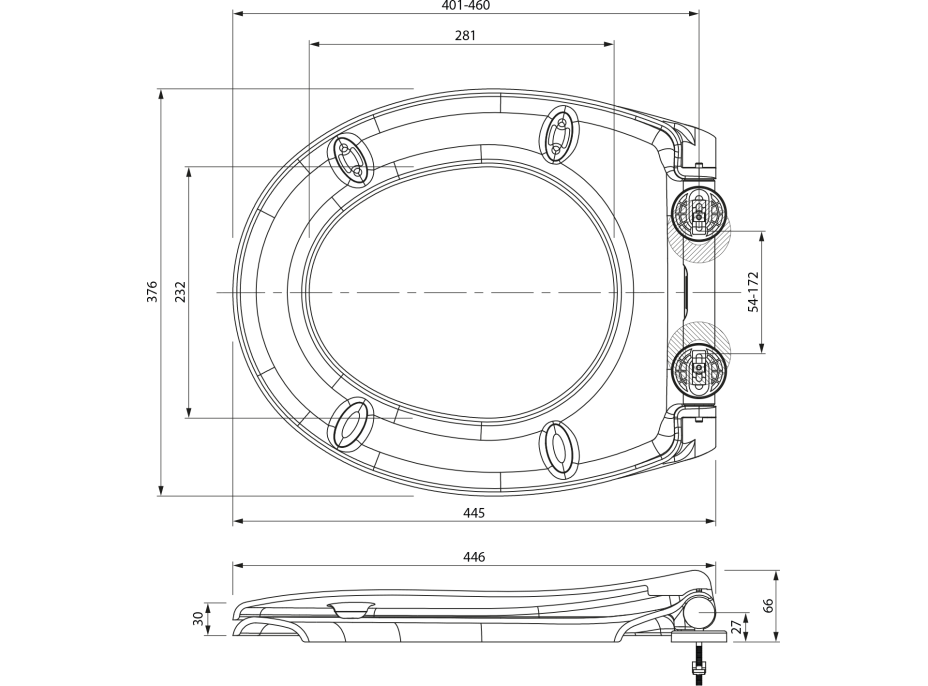 Sapho PHARO WC sedátko s LED podsvietením, Soft Close, Easy Take, biela WX1315