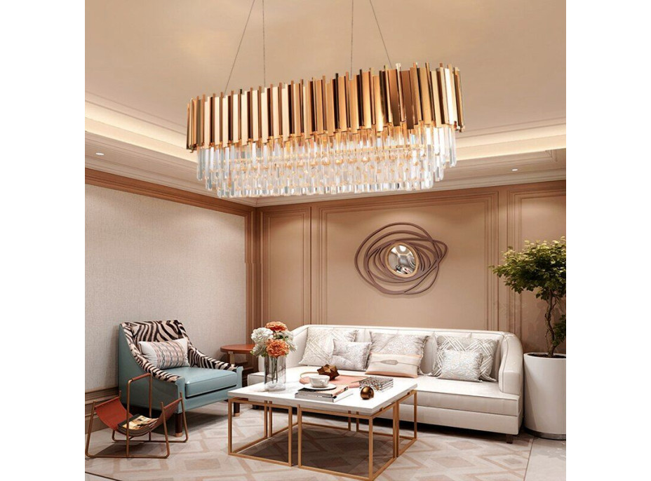 Stropné krištáľové svietidlo ROCK long - 60x30 cm - zlaté