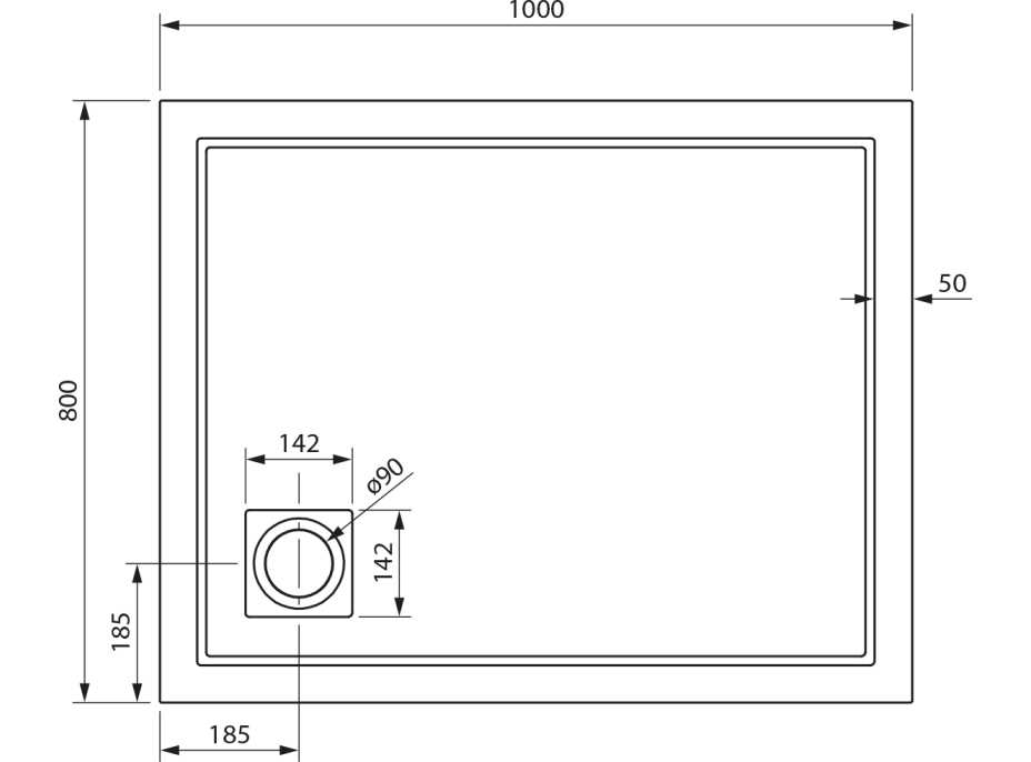 Gelco XENA sprchová vanička z liateho mramoru, obdĺžnik 100x80cm, biela HX10080