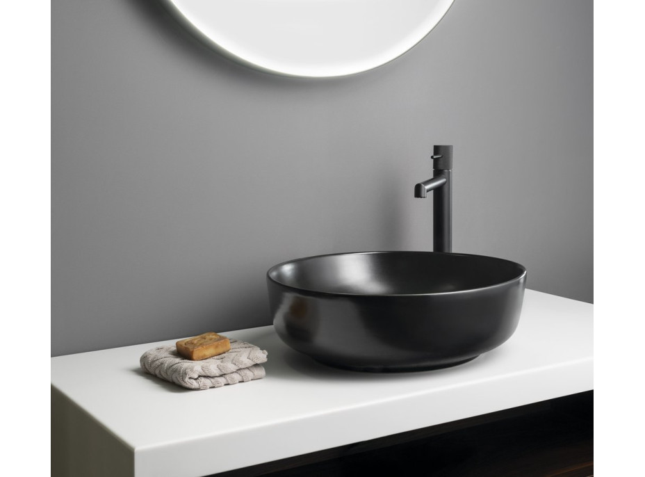 Sapho RONDEA keramické umývadlo na dosku Ø 41cm, čierna mat AR445B