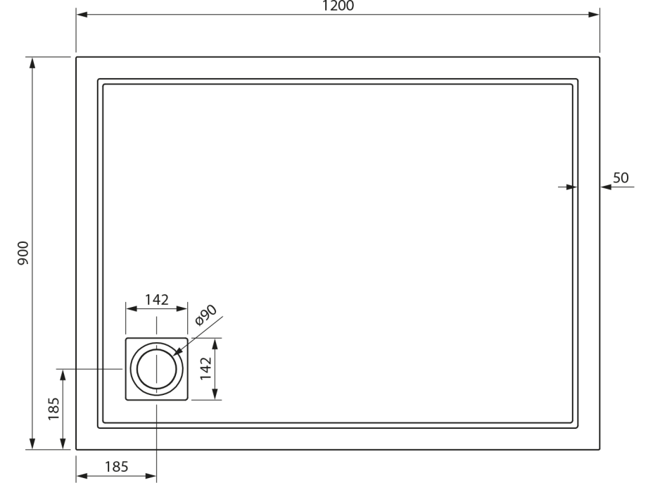 Gelco XENA sprchová vanička z liateho mramoru, obdĺžnik 120x90cm, biela HX12090