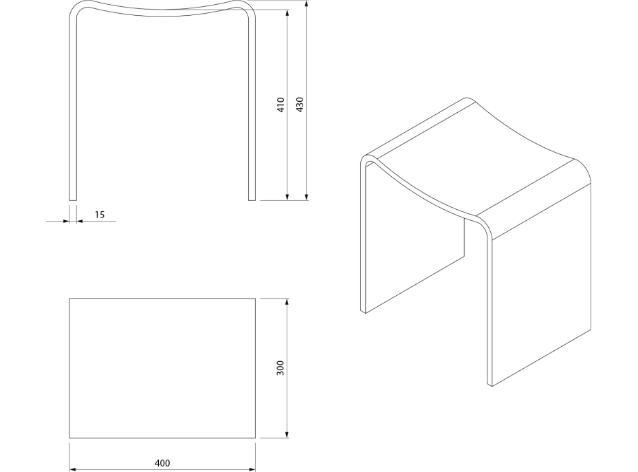 Sapho KORAL kúpeľňová stolička 40x43x30cm, solid surface, biela mat WF462