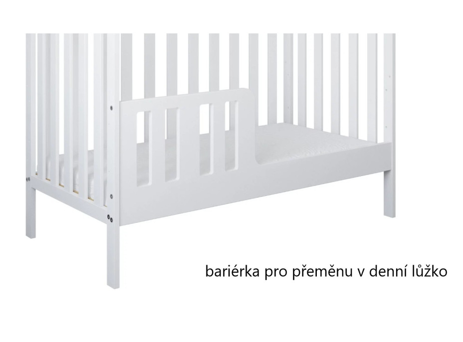 Detská postieľka so šuplíkom LITTLE SISI 120x60 cm - BIELA