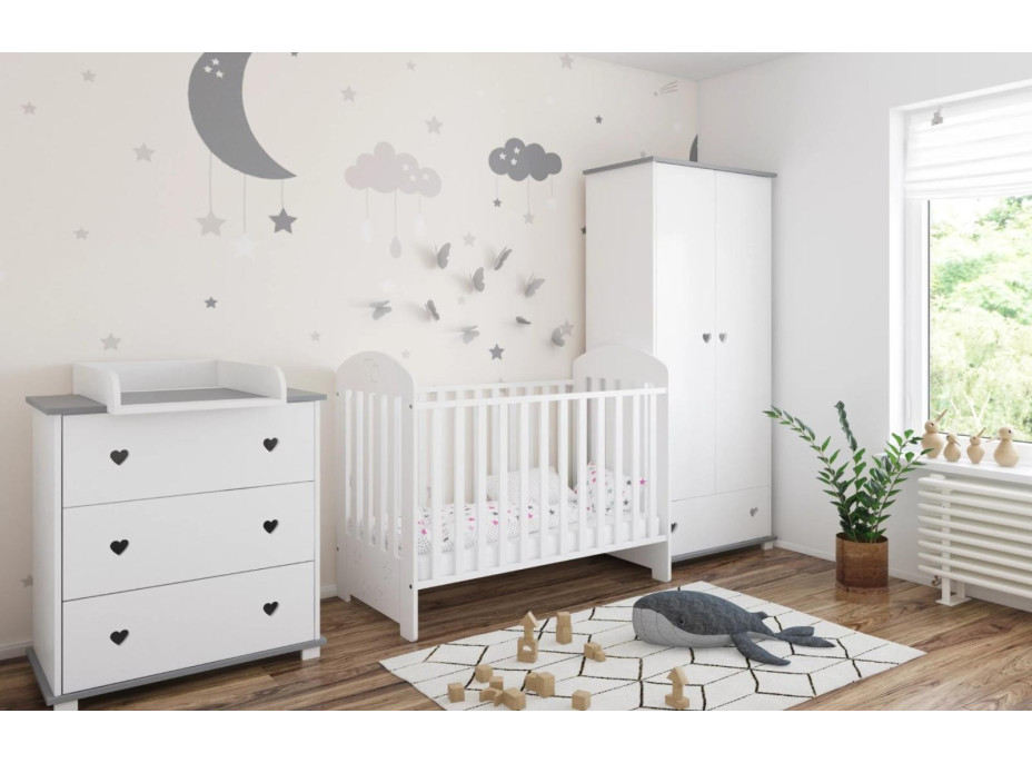 Detská postieľka so šuplíkom LITTLE SISI 120x60 cm - BIELA